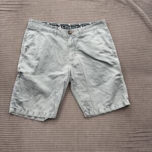 32 Bar Blues Shorts Mens 32 Gray Linen Blend Casual Chino Cotton Weekend.